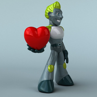 绿色机器人- 3D插图