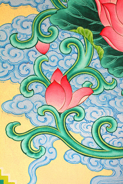 中国寺庙上的莲花画