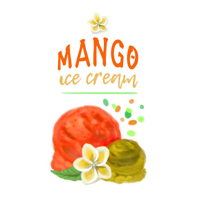 水果芒果冰淇淋
