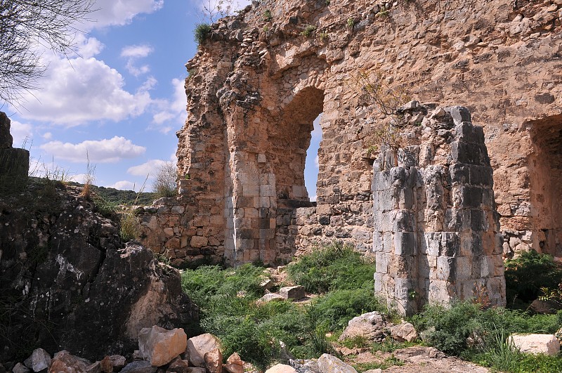 蒙特福特城堡。Qal'at al-Qarn——“小角城堡”，上加利利地区被毁坏的十字军城堡。以色列蒙