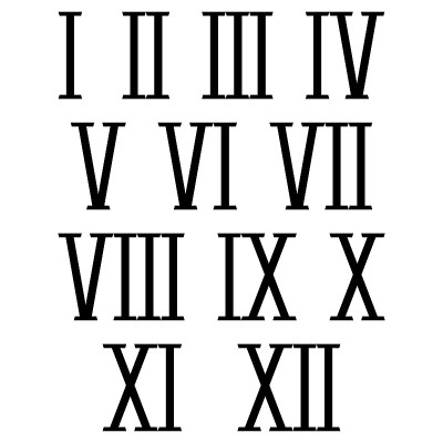 罗马数字。白色背景上的黑色数字