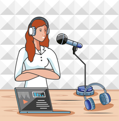 singer female in digital audio studio