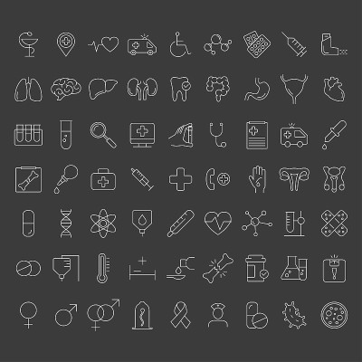 Set of 120 vector line icons and symbols in flat d