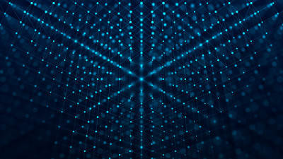 数据绑定的细胞。数字区块链概念和信息传输系统。3 d渲染。