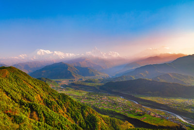 安娜普纳山脉空中全景，博卡拉