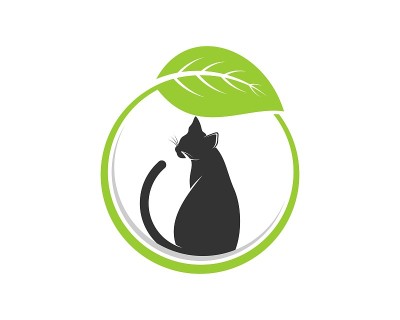 圆形的自然叶，里面有黑猫