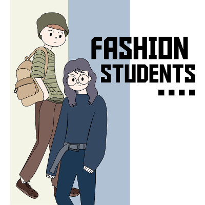 时尚学生，男孩和女孩