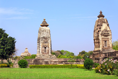 印度中央邦Khajuraho古老的石头寺庙