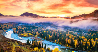 中国新疆河姆村的风景