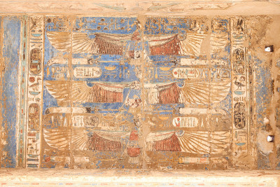 埃及象形文字在Medinet Habu神庙，卢克索，埃及