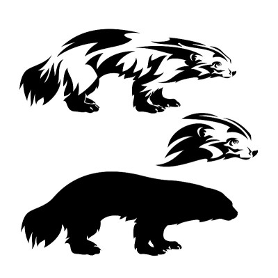 狼獾黑色矢量剪影和轮廓