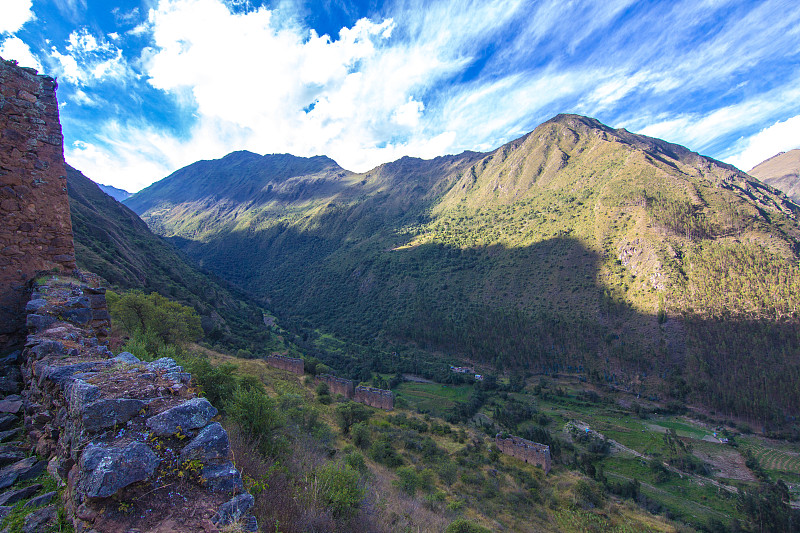 秘鲁的印加遗址。Pumamarca, Patacancha山谷。