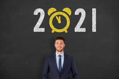 New Year Concepts 2021 Countdown Clock over Human 