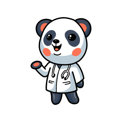 可爱的小熊猫医生卡通