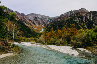 日本长野县上高知县的自然风景。
