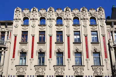 拉脱维亚里加新艺术派(Jugendstil)建筑装饰。