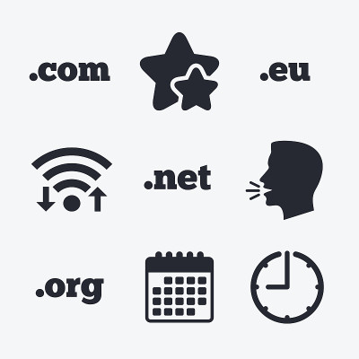 顶级域名的迹象。Com, Eu, Net和Org。