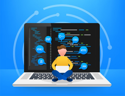 Digital java code text. Computer software coding v