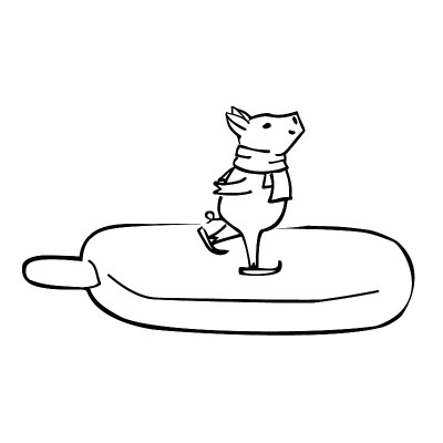 圣诞猪在冰淇淋上滑冰