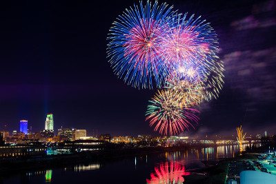 奥马哈地平线上的新年焰火