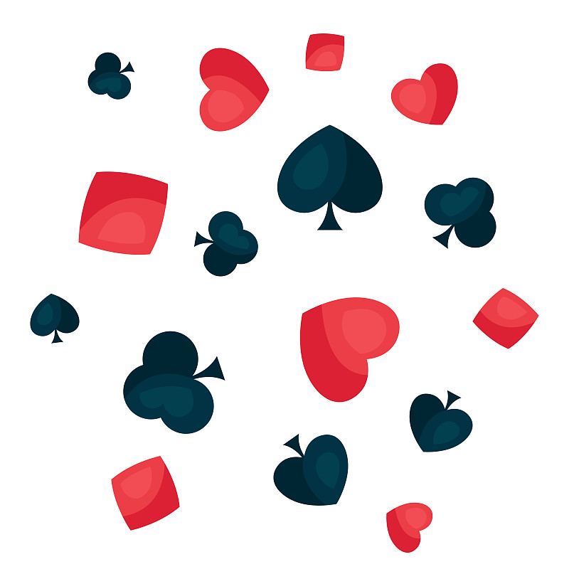 Background with four playing cards symbols.