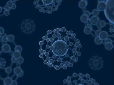 原子和分子的抽象符号。三维渲染