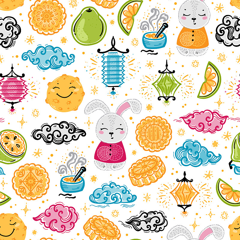 Chinese Mid Autumn Festival Vector Background. Col