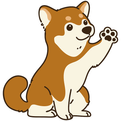 轮廓棕色柴犬坐着挥手