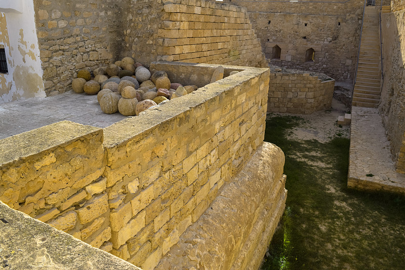 位于突尼斯地中海沿岸的中世纪堡垒Bordj El Kebir (Fort Ghazi Mustaph