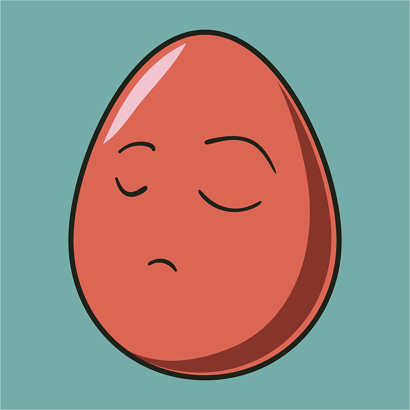 Funny cartoon Easter egg emoji icon. Cute emoticon