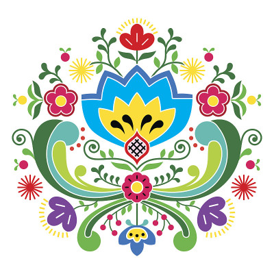 挪威民间艺术布纳德图案——玫瑰花式刺绣