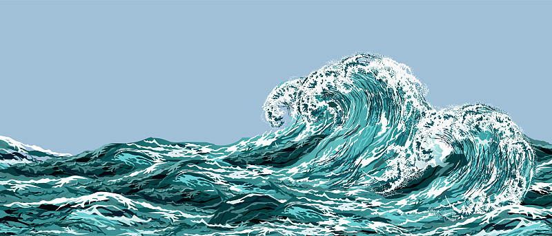 海浪。现实的矢量图。