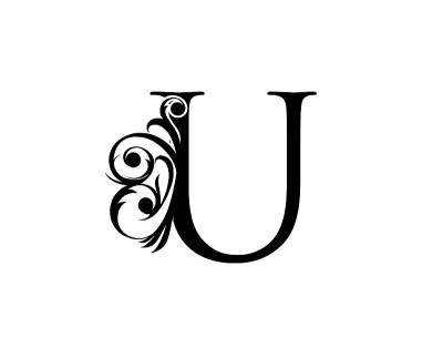 书法U字母图标设计。优雅的皇家风格。