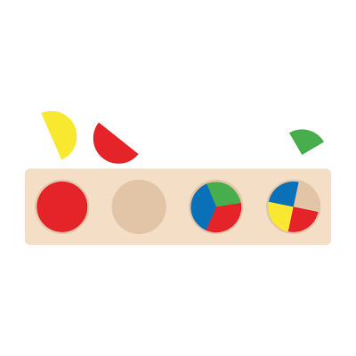 Wooden educational toy for kids. Fractions. Montes