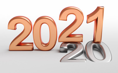 2021年新年假期概念。色号2021对应于2020年