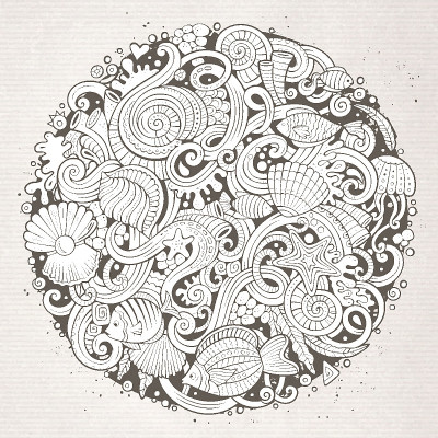 卡通手绘涂鸦水下生活插图