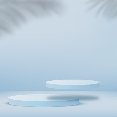 抽象背景与蓝色几何3d讲台。矢量插图。