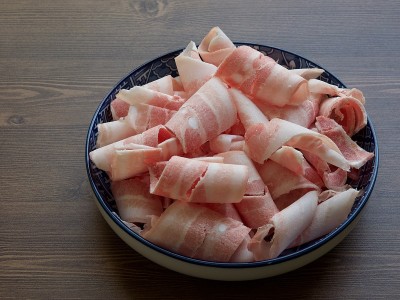 韩国食品冷冻五花肉，五花肉片，三叶草