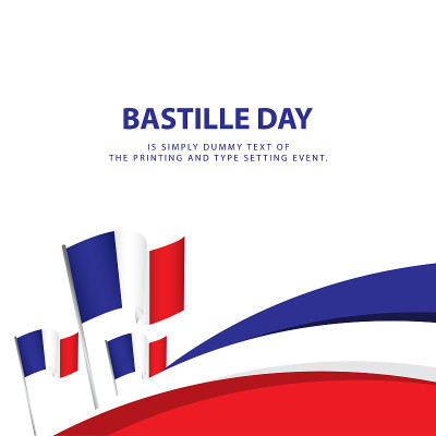 Happy Bastille Day Celebration海报矢量模板设计插图