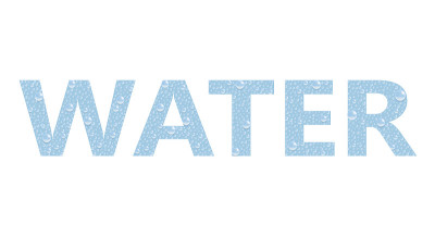 “水”这个词来自白色背景上的气泡。泡泡飞溅的文字。现实的三维向量。空气、液滴、水下空气、雨水、凝结水