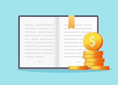 奖学金教育资金信用概念，毕业学费金融贷款费用载体，学习或学习知识投资现金，学历成本平卡通插图