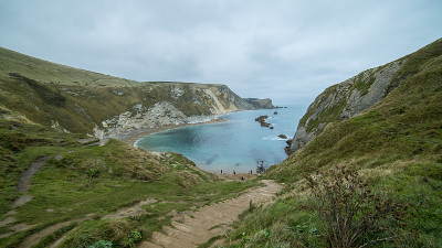 杜德尔门海滩和多塞特湾的风景