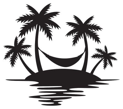 夏日棕榈树和吊床