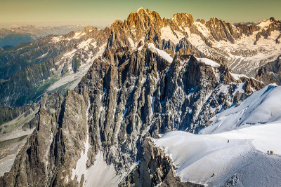 从夏蒙尼的Aiguille du Midi俯瞰阿尔卑斯山。