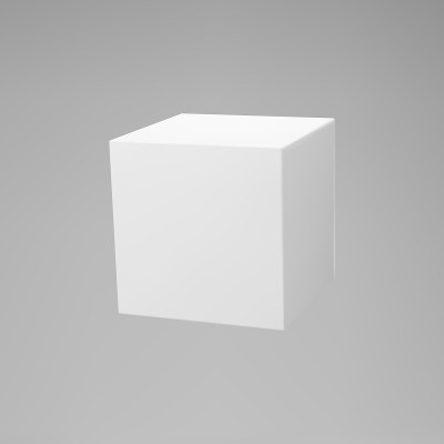白色三维建模立方体与透视孤立在灰色背景。渲染一个旋转的3d盒子在透视照明和阴影。现实的矢量图标