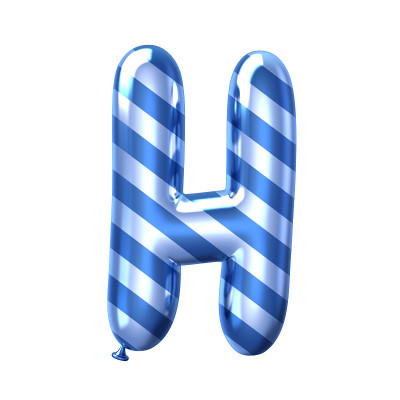 蓝色条纹气球字母H
