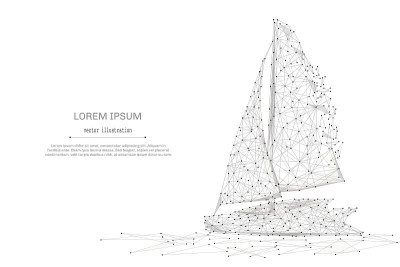 Sailing yacht low poly gray