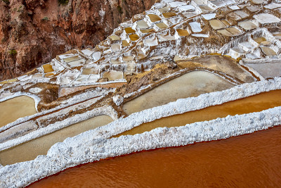 Salineras de Maras盐池的详细视图