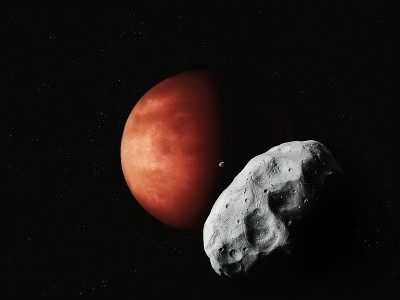 摧毁火星生命的小行星。火卫一和火卫二，这两颗红色行星的卫星。
