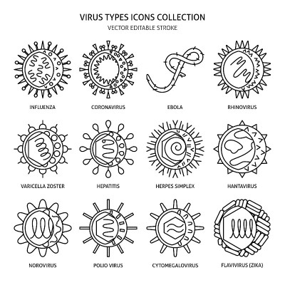 人体病毒图标以细线样式设置